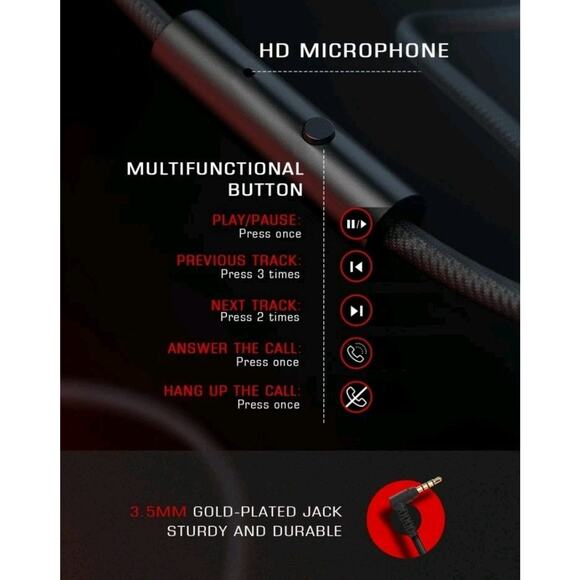 PeohZarr On-Ear Headphones with Microphone, Lightweight Folding Stereo Bass Red - Picture 6 of 10